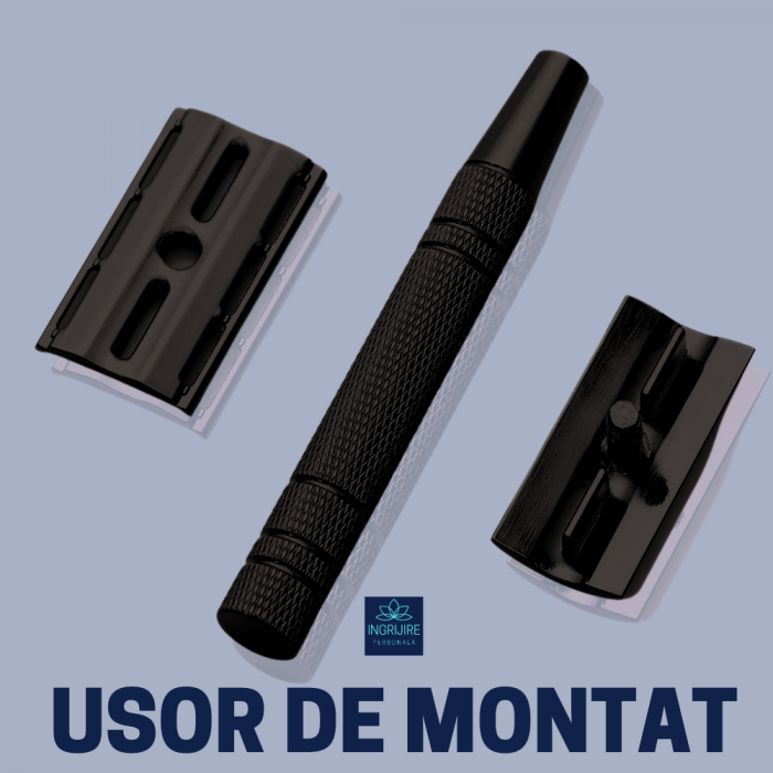 Aparat de ras clasic, safety razor, matte black [5]