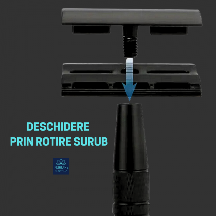Aparat de ras clasic, safety razor, matte black [6]
