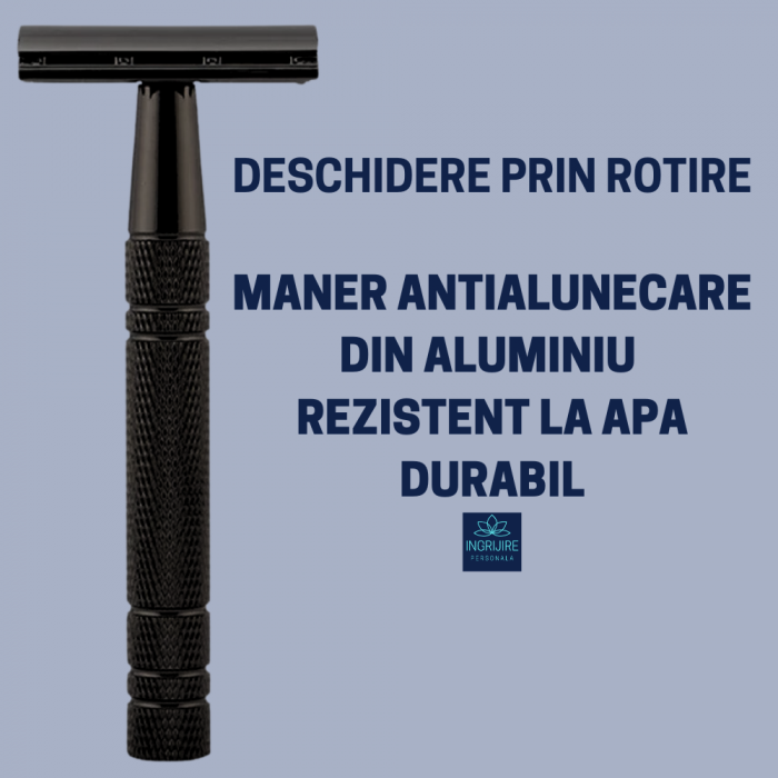 Aparat de ras clasic, safety razor, matte black [3]