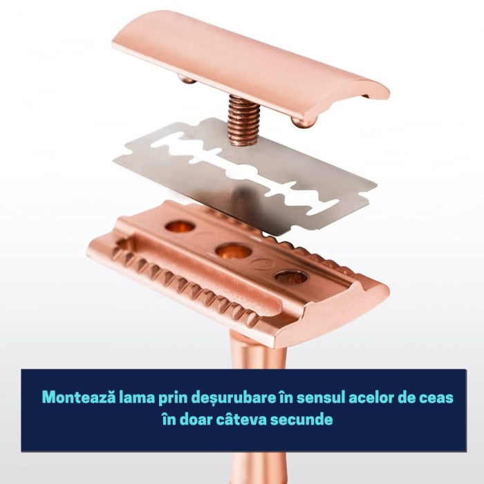 Aparat de ras safety razor Haward Luxury, rose gold [9]