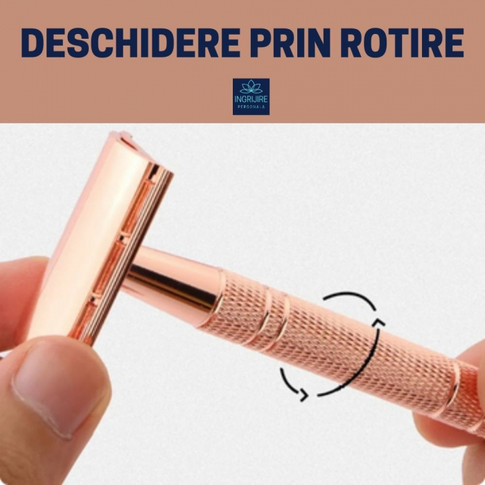 Aparat de ras clasic, safety razor, rose gold [17]
