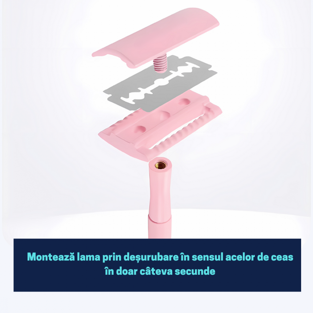 Aparat de ras safety razor, Luxury Pink [5]