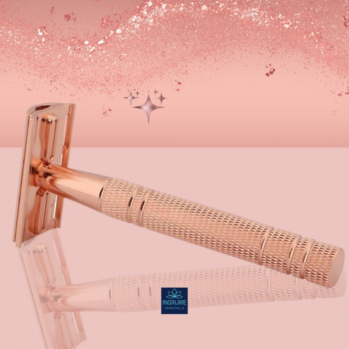 Aparat de ras clasic, safety razor, rose gold [10]