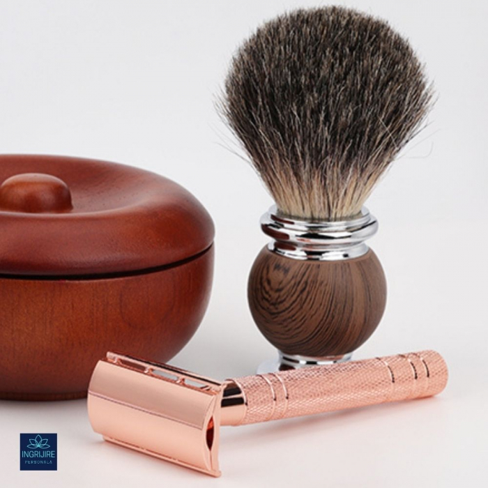 Aparat de ras clasic, safety razor, rose gold [8]