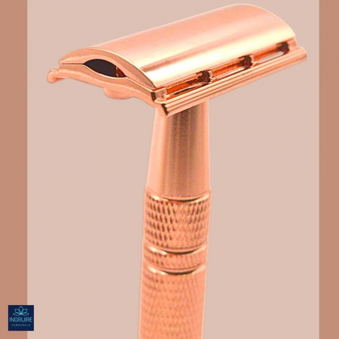 Aparat de ras clasic, safety razor, rose gold [19]