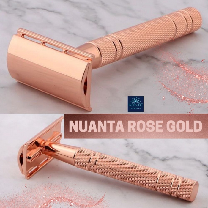 Aparat de ras clasic, safety razor, rose gold [2]