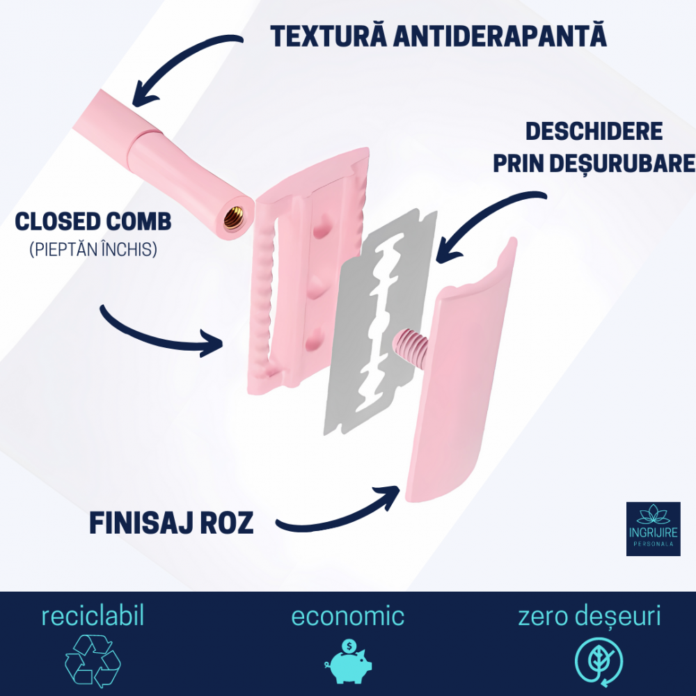 Aparat de ras safety razor, Luxury Pink [3]