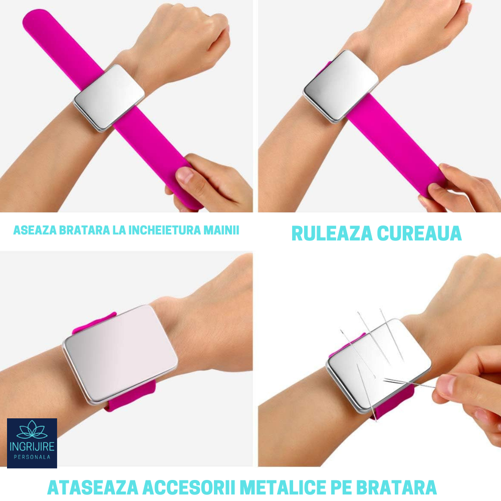 Bratara Magnetica din Silicon pentru frizerie, roz intens [3]