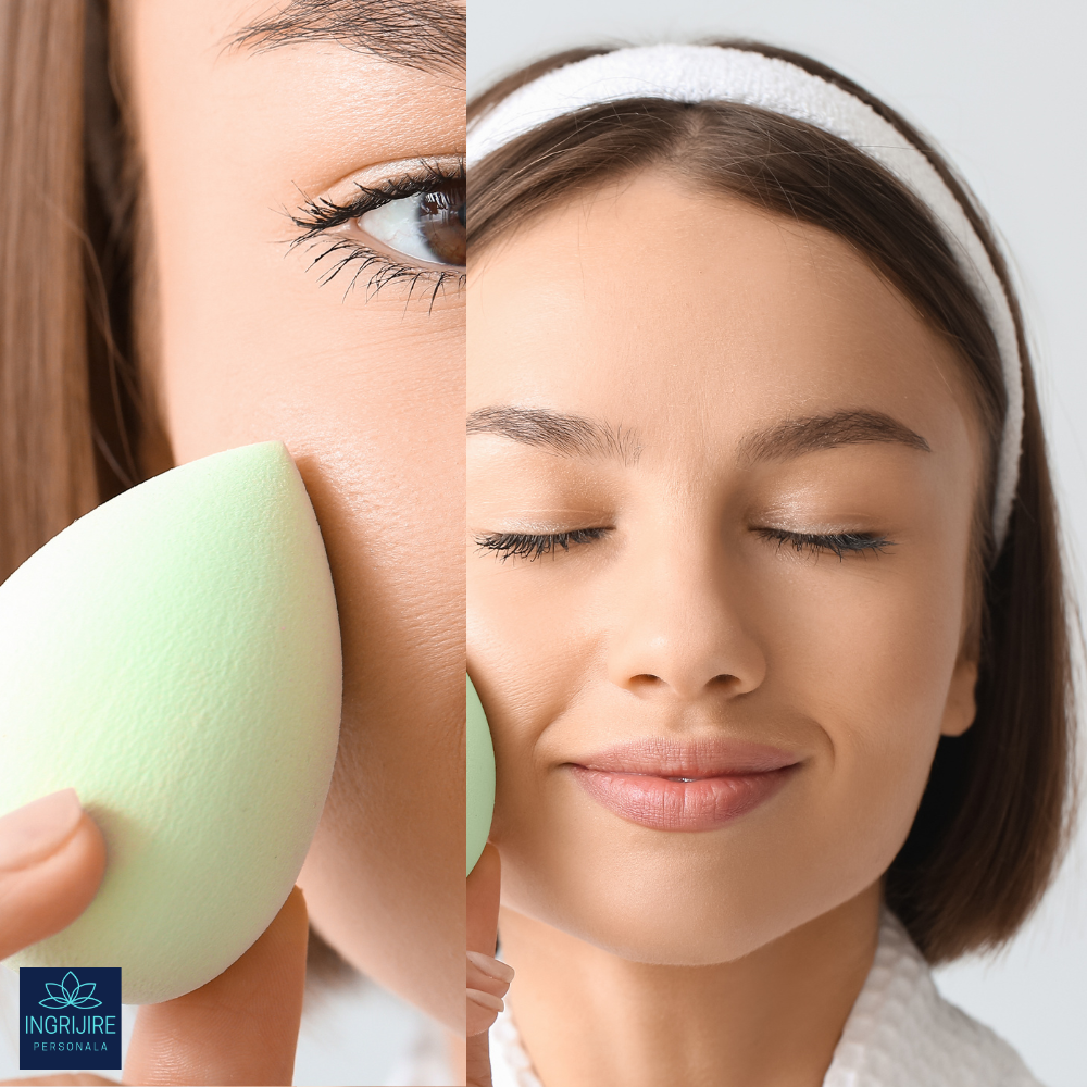 Burete ergonomic si stativ pentru aplicare make-up si creme, verde [7]