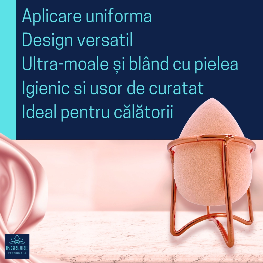 Burete ergonomic si stativ pentru aplicare make-up si creme, beige [6]