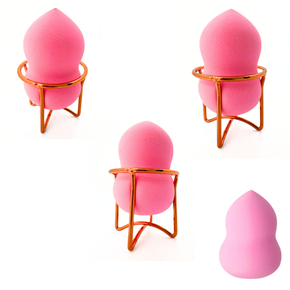 Burete ergonomic si stativ pentru aplicare make-up si creme, roz [2]