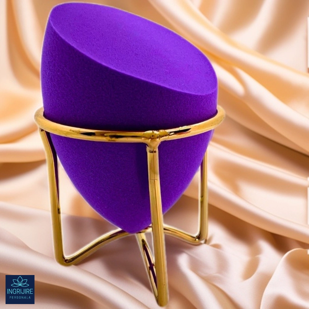 Burete ergonomic si stativ pentru aplicare make-up si creme, mov [6]