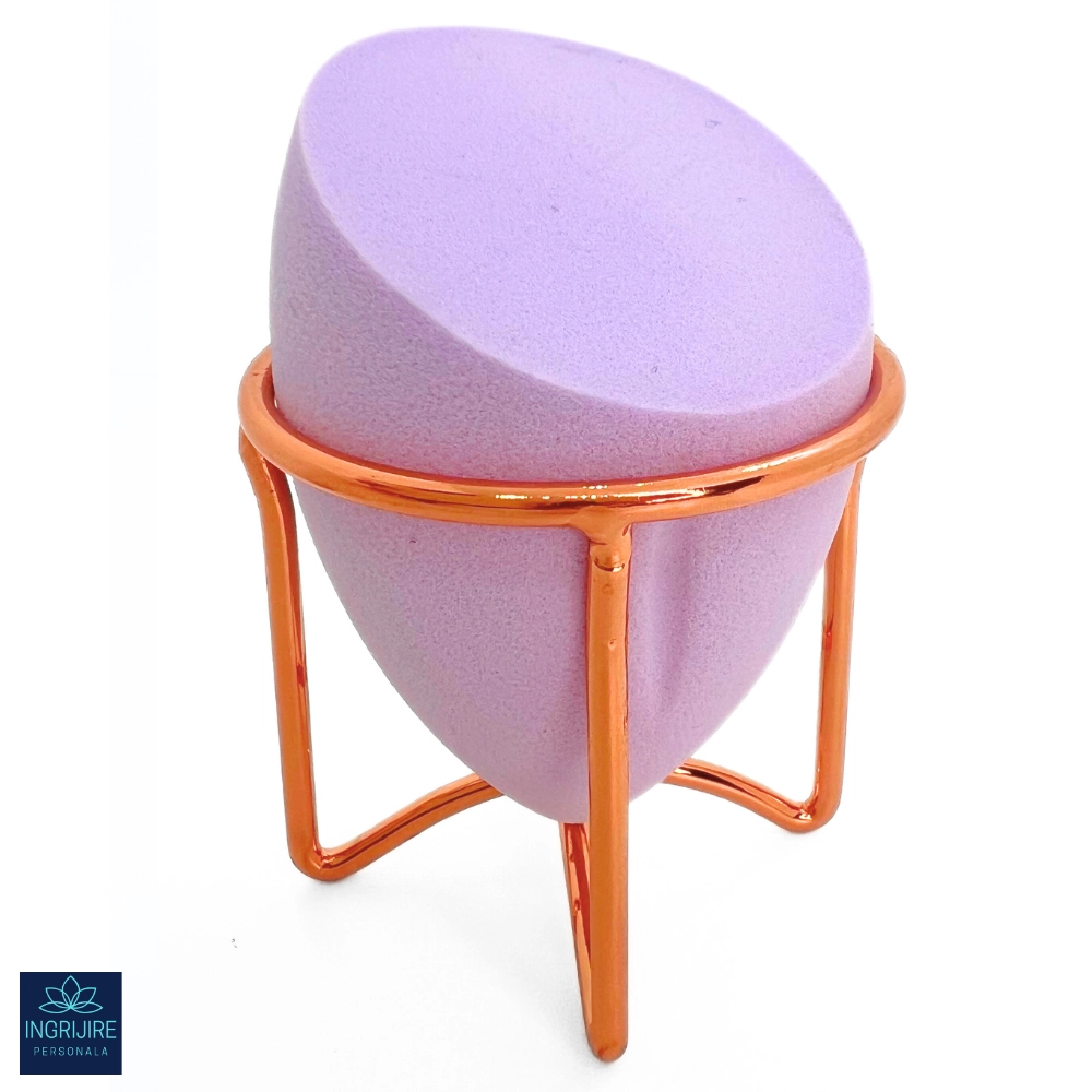 Burete ergonomic si stativ pentru aplicare make-up si creme, mov deschis [1]