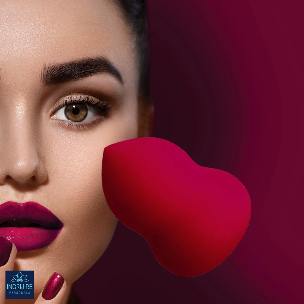 Burete ergonomic si stativ pentru aplicare make-up si creme, rosu [5]