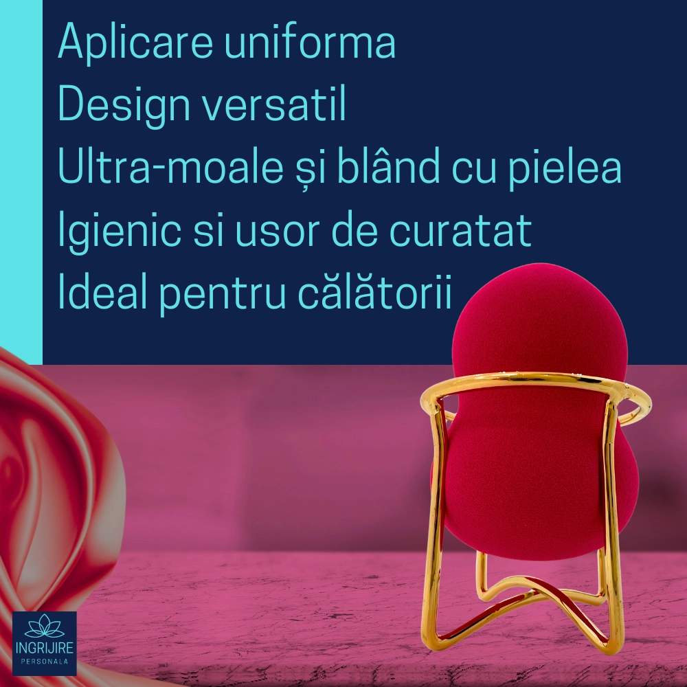 Burete ergonomic si stativ pentru aplicare make-up si creme, rosu [2]
