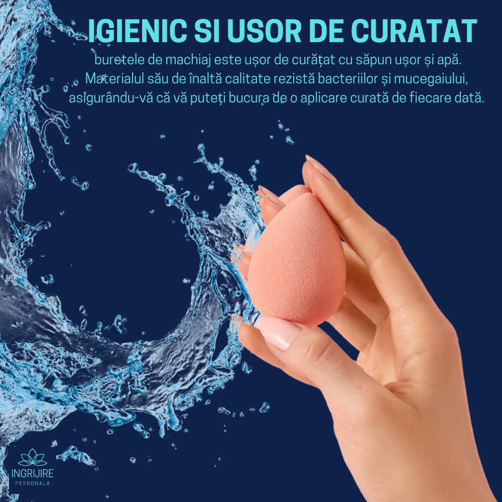 Burete ergonomic si stativ pentru aplicare make-up si creme, beige [10]