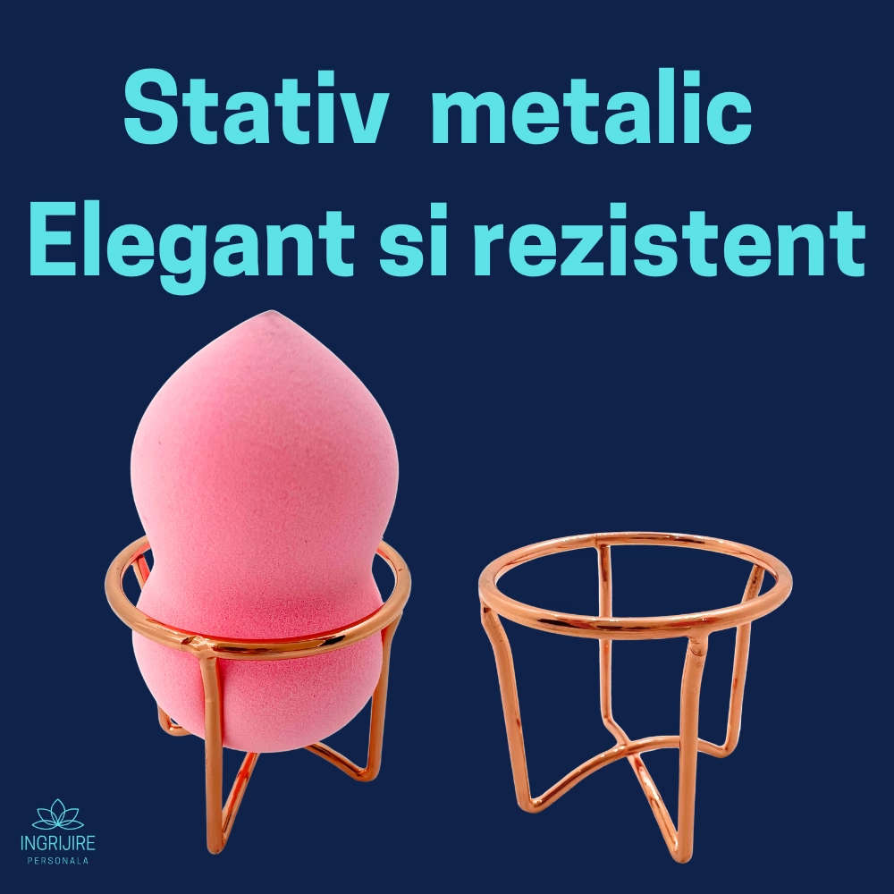 Burete ergonomic si stativ pentru aplicare make-up si creme, roz [4]