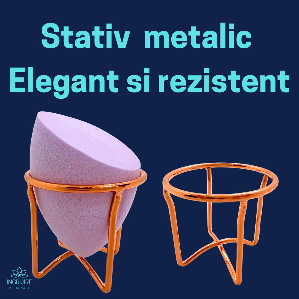 Burete ergonomic si stativ pentru aplicare make-up si creme, mov deschis [3]