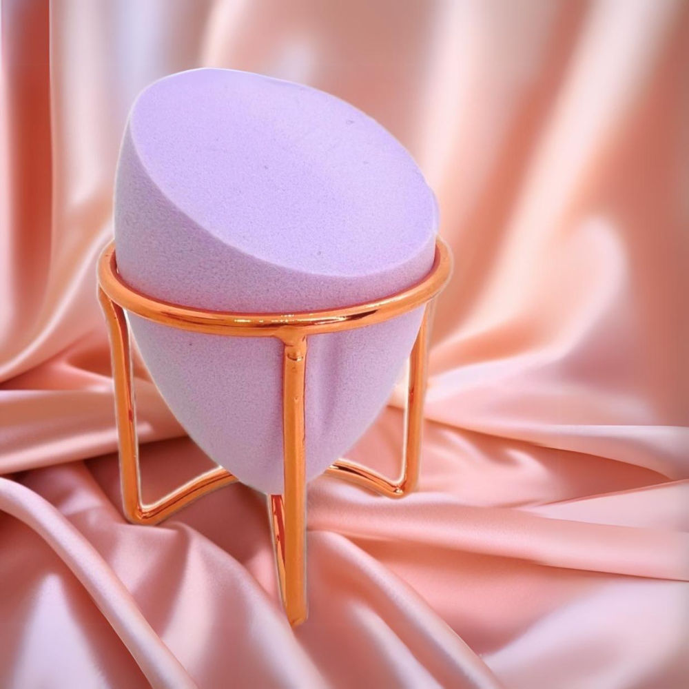 Burete ergonomic si stativ pentru aplicare make-up si creme, mov deschis [5]