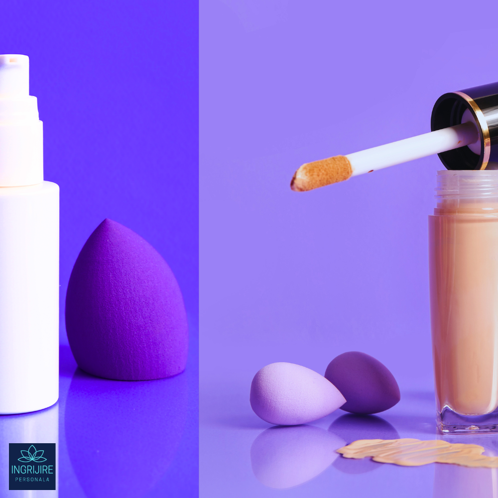 Burete ergonomic si stativ pentru aplicare make-up si creme, mov [9]