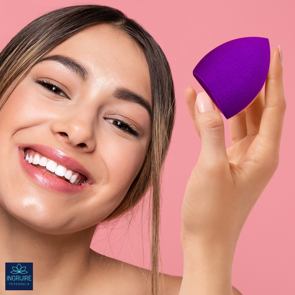 Burete ergonomic si stativ pentru aplicare make-up si creme, mov [6]