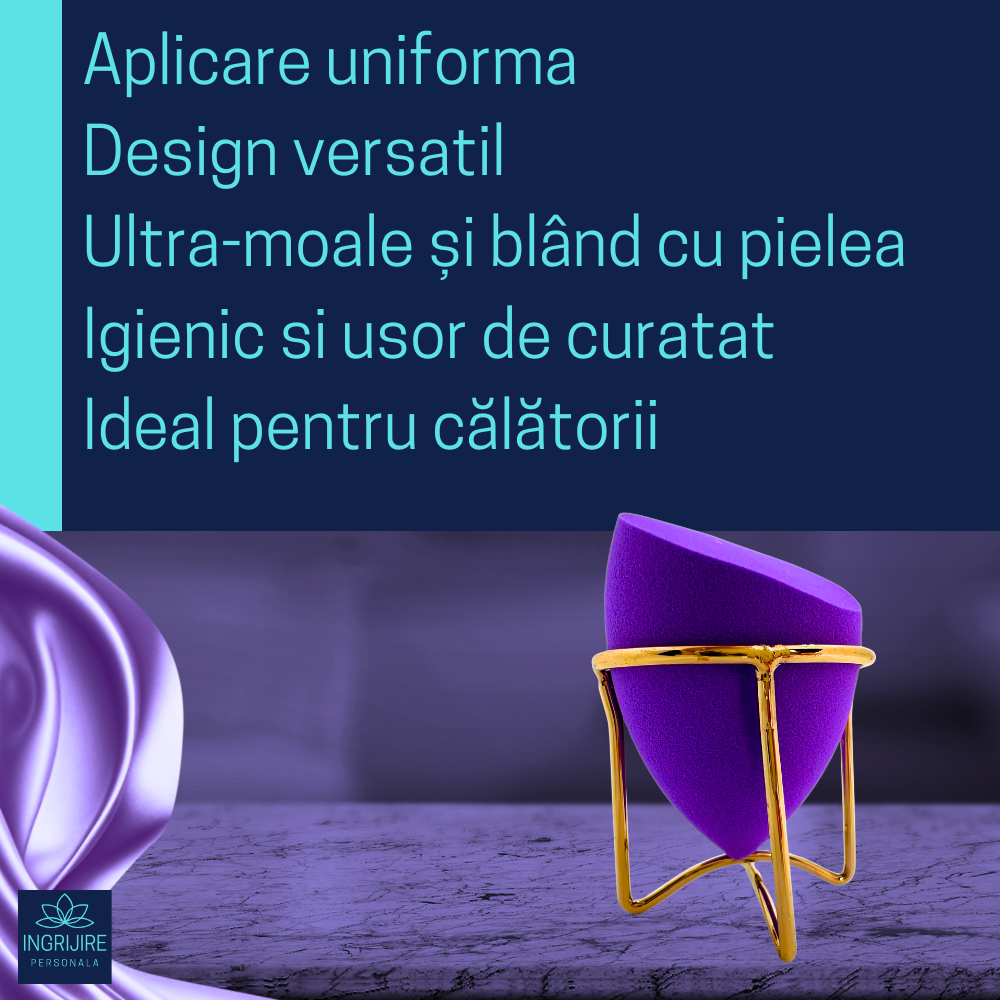 Burete ergonomic si stativ pentru aplicare make-up si creme, mov [2]