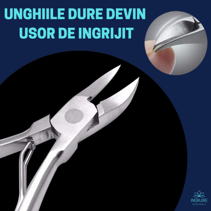 Cleste mini pentru unghii dure  - otel - falci curbate si ascutite [3]