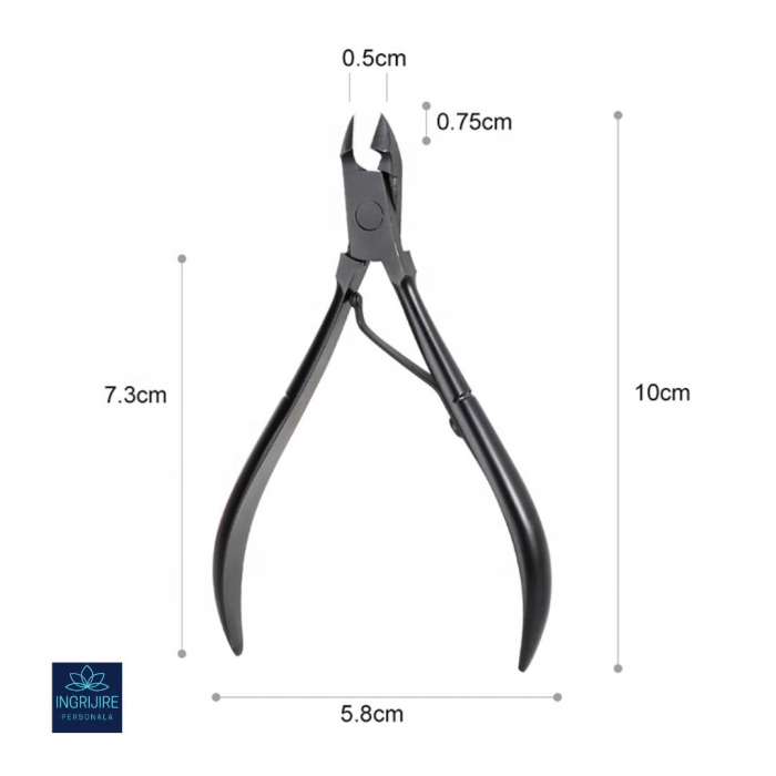 Cleste pentru cuticule MATTE BLACK - otel inoxidabil [12]