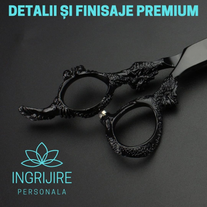 Set de 2 foarfece de tuns 6'', otel japonez, Matte black [10]