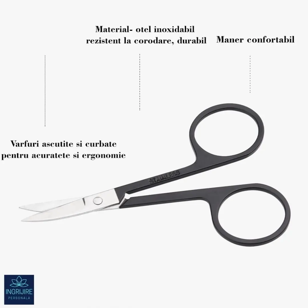 Forfecuta pentru cosmetizare par facial, otel inoxidabil - matte black [4]
