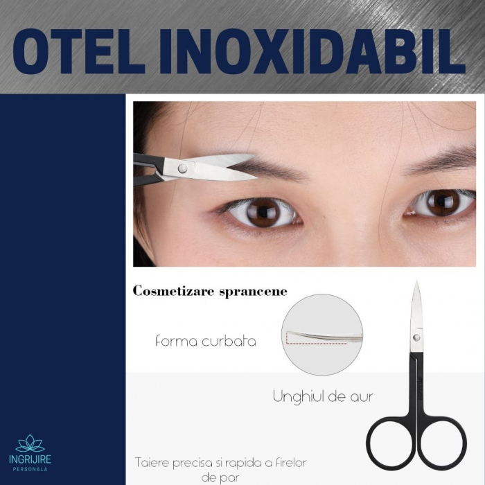Forfecuta pentru cosmetizare par facial, otel inoxidabil - matte black [4]