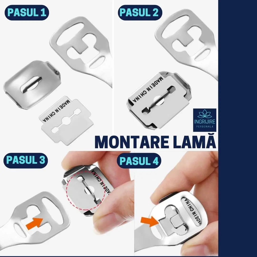 Instrument pentru indepartarea calusurilor cu lama interschimbabila, razuitor si pila, otel inoxidabil [6]