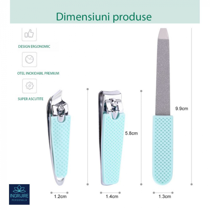 KIT ESSENTIALS  (1Unghiera dreapta+ 1 unghiera inclinata + pila )  pentru manichiura [6]