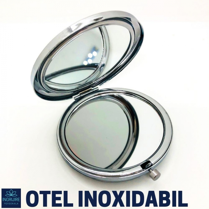 Oglinda de poseta, cristal decorativ lemon , 7 cm, lupa x3, otel inoxidabil [3]