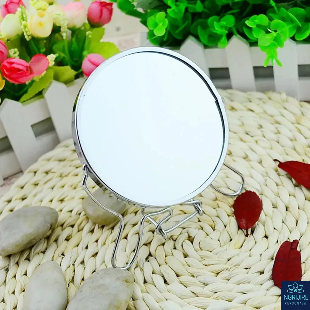 Oglinda makeup, 10 cm, lupa x4, otel inoxidabil [2]