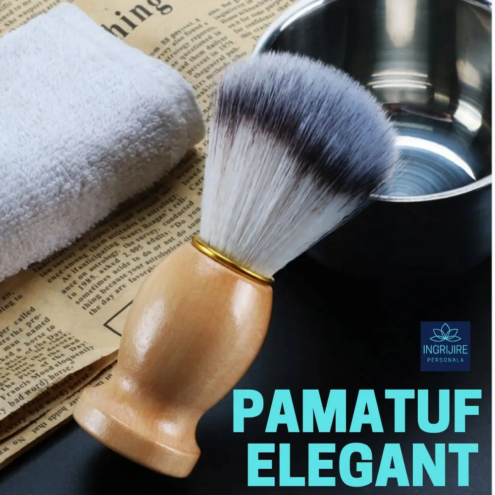 Pamatuf pentru barbierit cu maner din lemn [4]