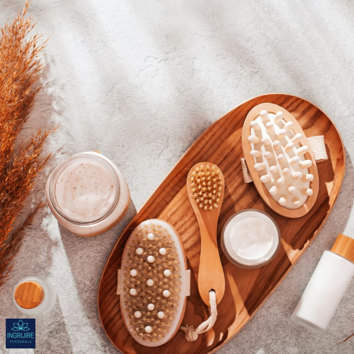 Perie de baie din lemn de bambus cu bulbi pentru masaj si exfoliere, rezistenta la apa [6]