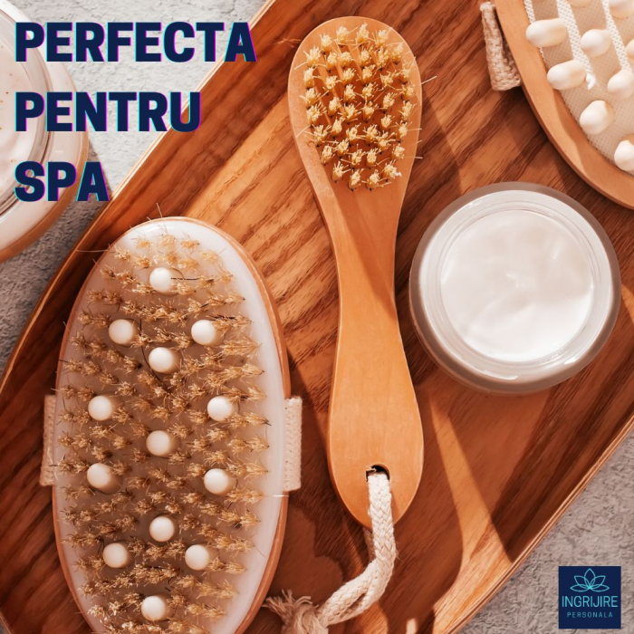 Perie de baie din lemn mini , peri din par de porc mistret [7]