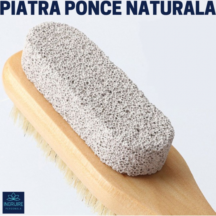 Perie dubla cu piatra ponce si maner din lemn [13]