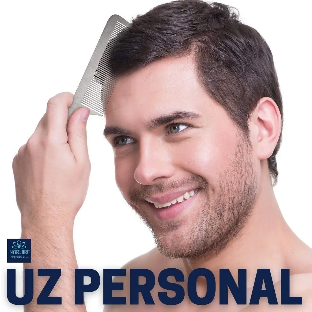 Pieptan cu maner pentru frizerie, otel inoxidabil [5]