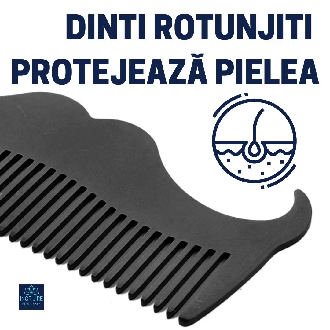 Pieptan mini pentru barba din otel inoxidabil black [3]