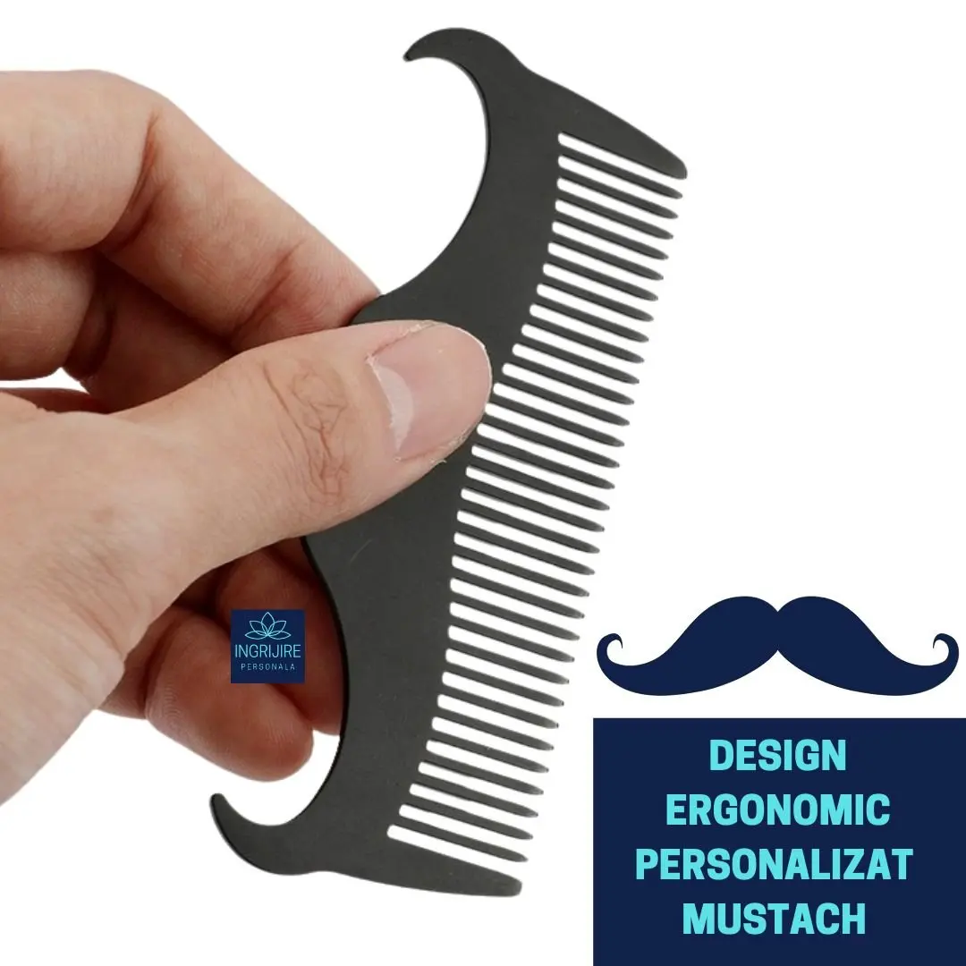 Pieptan mini pentru barba din otel inoxidabil black [6]