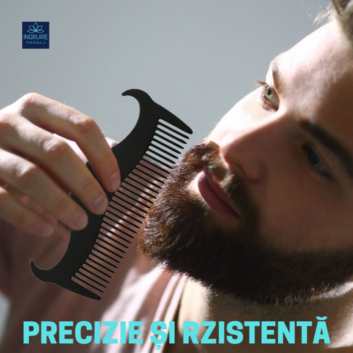 Pieptan mini pentru barba din otel inoxidabil black [4]