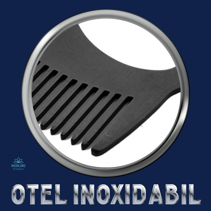 Pieptan mini pentru barba din otel inoxidabil black [2]