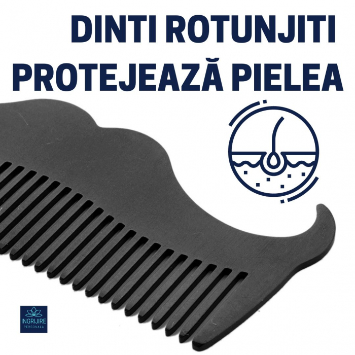 Pieptan mini pentru barba din otel inoxidabil black [7]