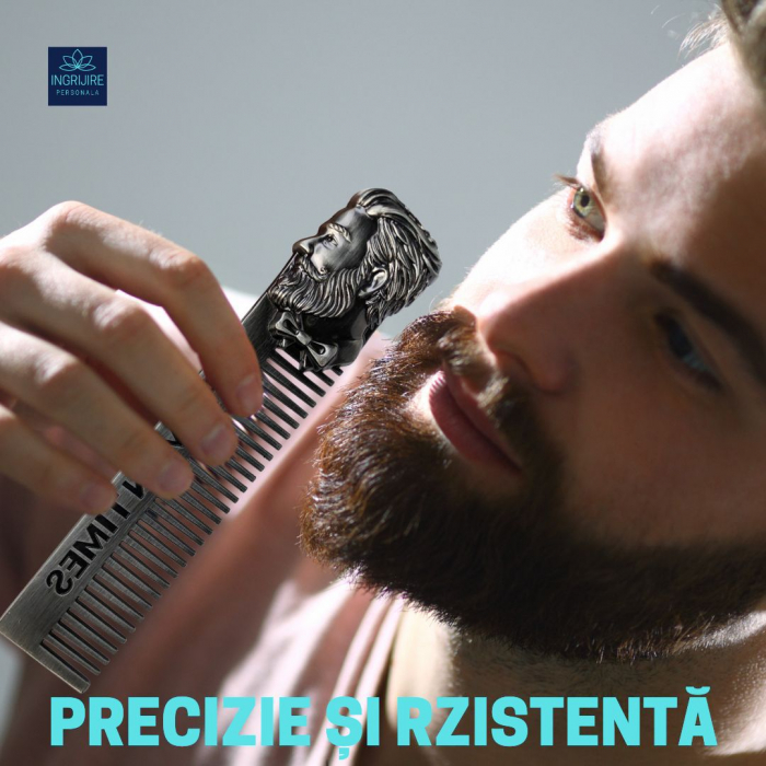 Pieptan pentru barba, THE MEN TIMES, otel inoxidabil [3]