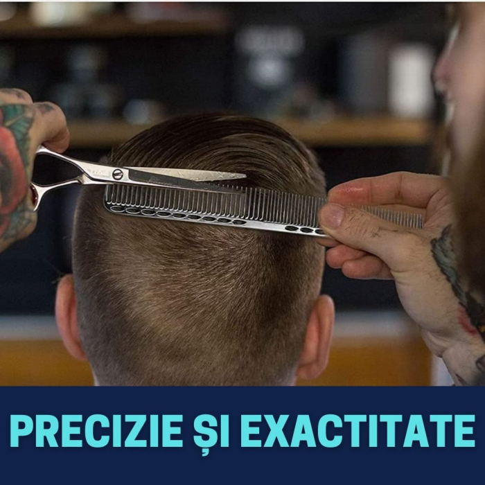 Pieptan pentru frizerie, aluminiu, nuanta black [3]