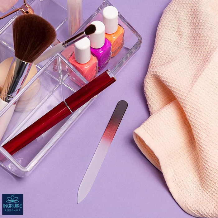 Pila din sticla pentru unghii, rosie [12]