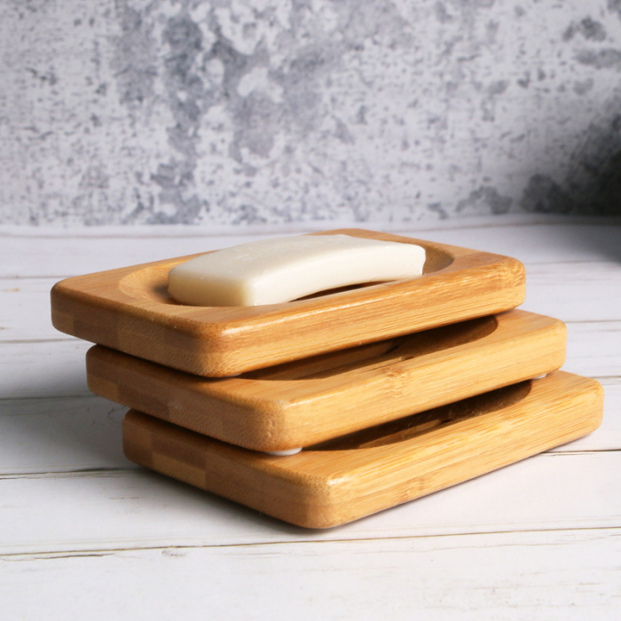 Sapuniera, lemn de bambus, crem/maro, 12x8x2 cm [7]