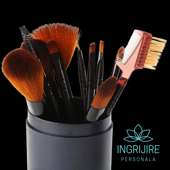 Set 12 pensule Black Elegance, machiaj profesional, cilindru transport [38]